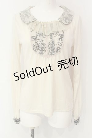 画像: axes femme / 薔薇柄フロッキー使いプルオーバー M アイボリー O-25-01-23-024-AX-TO-IG-OS