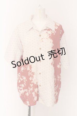 画像: axes femme / 和柄ｍｉｘハワイアンシャツ M アカ O-25-01-26-077-AX-BL-OW-OS
