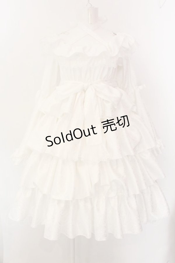 画像1: Vallee lys / Coquelicot Dress midi length Jacquard  ホワイト O-25-01-26-010-GO-OP-OW-OS (1)
