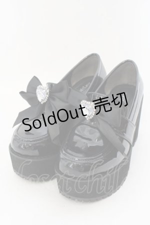 画像: DearMyLove / ビジューリボン厚底ローファー 23.0ｃｍ クロ O-25-01-27-039-EL-SH-OW-OS