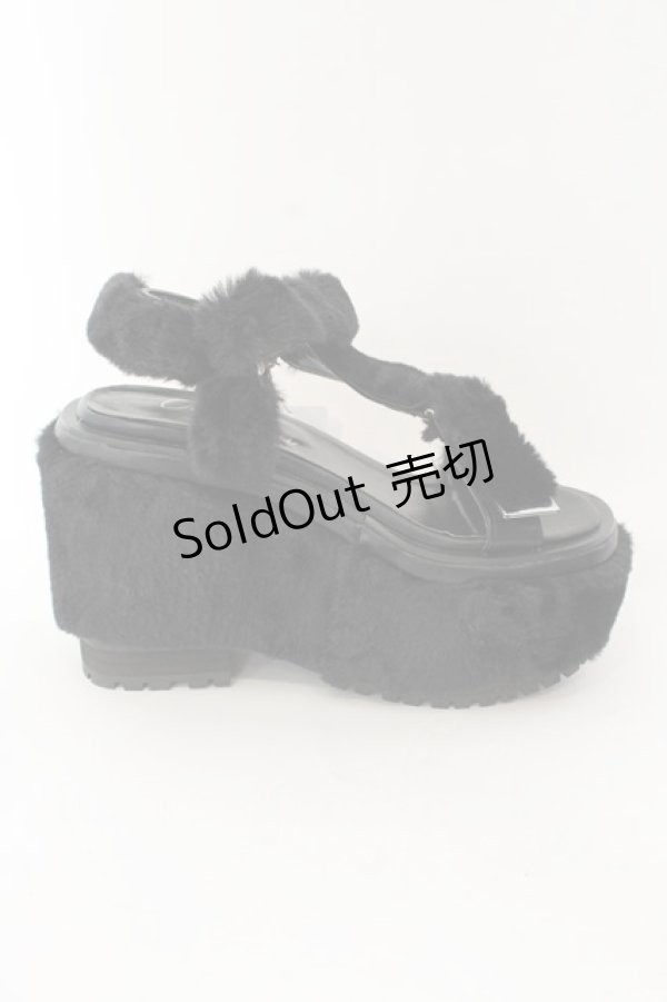 画像5: E hyphen world gallery / 厚底ファーサンダル M クロ O-25-01-27-041-LO-SH-OW-ZT-K002 (5)