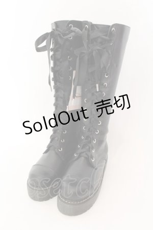 画像: E hyphen world gallery / レースアップロングブーツ M クロ O-25-01-27-046-LO-SH-OW-ZT-K017