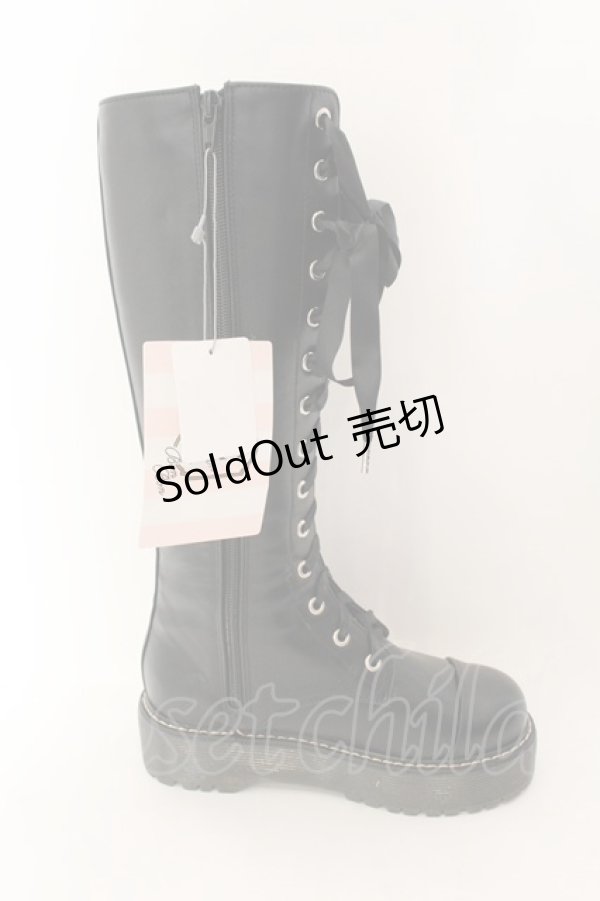 画像5: E hyphen world gallery / レースアップロングブーツ M クロ O-25-01-27-046-LO-SH-OW-ZT-K017 (5)