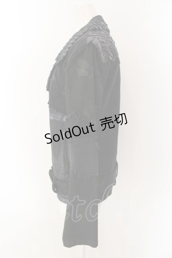 画像2: NAOTO SEVEN / 鱗ライダースジャケット  ブラック O-25-01-27-1003-HN-JA-OW-OS (2)