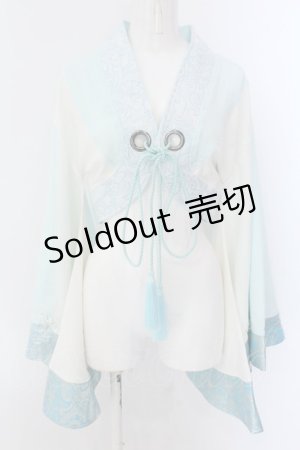 画像: Qutie Frash / 着物ショートカーデ  サックス×ホワイト O-25-01-27-1036-QU-TO-OW-OS