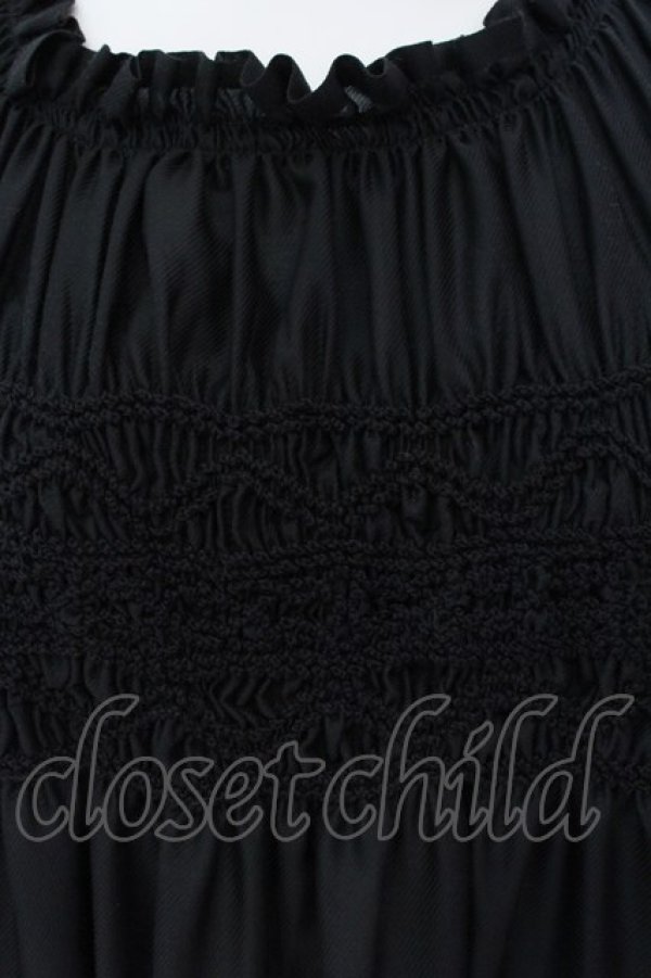 画像2: Jane Marple / Holy nocturnes smock dress ドレス M クロ O-25-01-28-048-JM-OP-IG-ZT0430 (2)