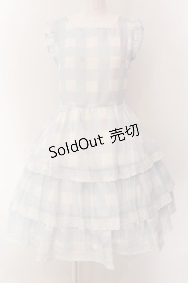 画像1: mellfy memory / Fairy love Gingham check ワンピース  サックス O-25-01-28-017-LO-OP-IG-OS (1)