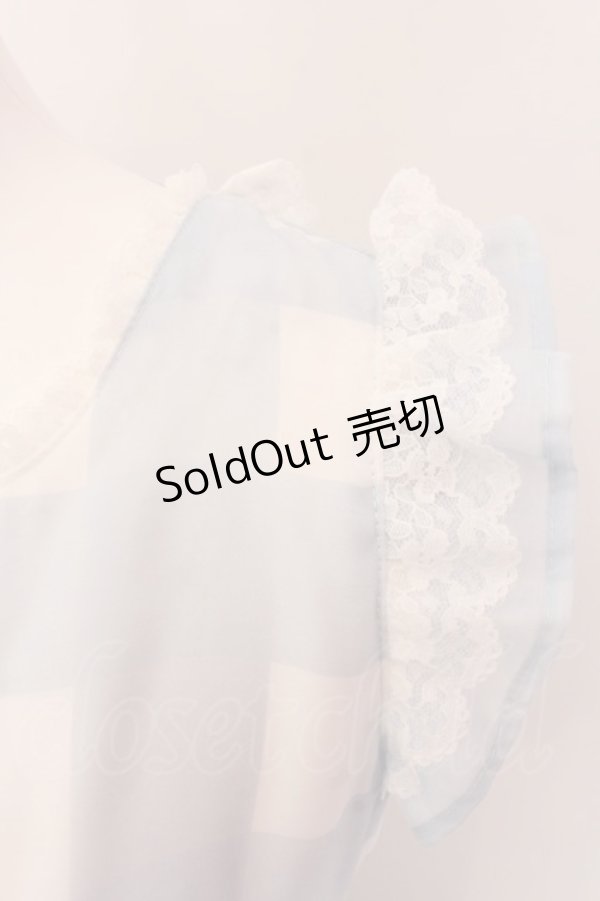 画像2: mellfy memory / Fairy love Gingham check ワンピース  サックス O-25-01-28-017-LO-OP-IG-OS (2)