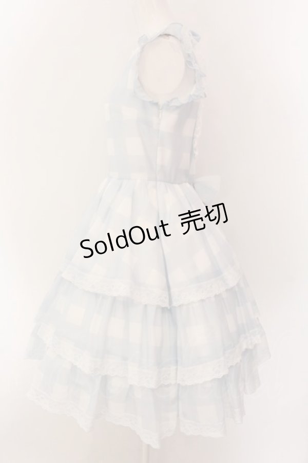 画像3: mellfy memory / Fairy love Gingham check ワンピース  サックス O-25-01-28-017-LO-OP-IG-OS (3)
