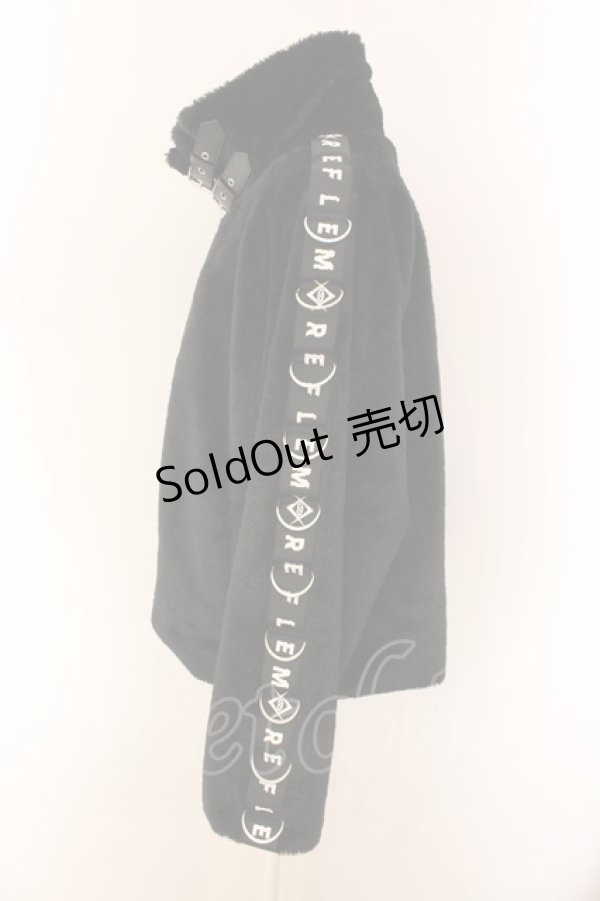 画像2: REFLEM / テープデザインクロップドファージャケット FREE ブラック O-25-01-29-035-PU-CO-IG-ZT-C013 (2)