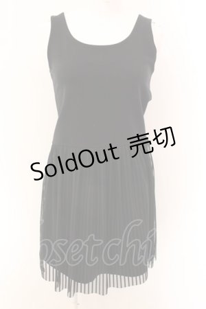画像: 【SALE】Na+H /シースルピンストライプワンピース（ノースリーブ）  ブラック O-25-01-29-006-PU-OP-YM-ZT364