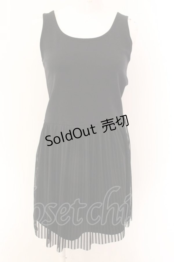 画像1: 【SALE】Na+H /シースルピンストライプワンピース（ノースリーブ）  ブラック O-25-01-29-006-PU-OP-YM-ZT364 (1)