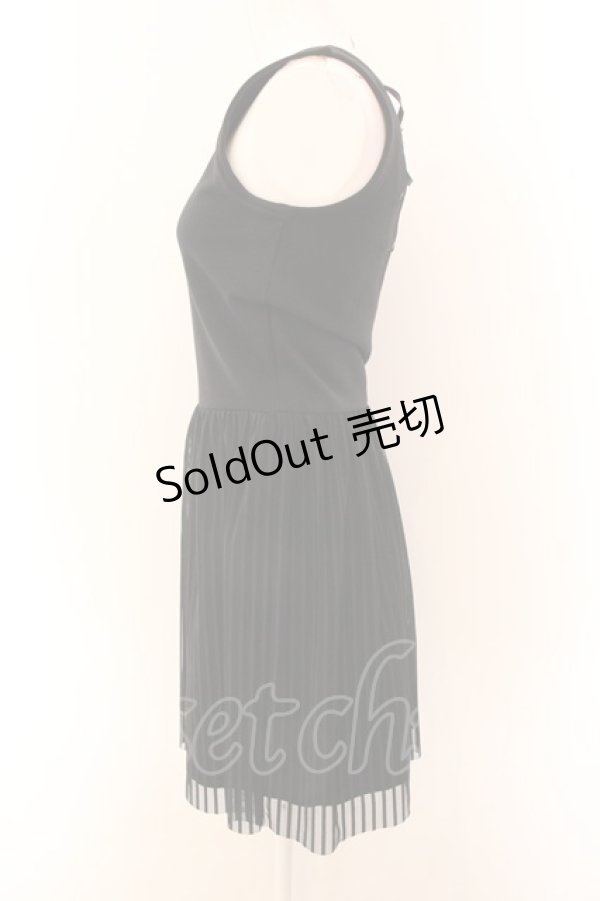 画像2: 【SALE】Na+H /シースルピンストライプワンピース（ノースリーブ）  ブラック O-25-01-29-006-PU-OP-YM-ZT364 (2)