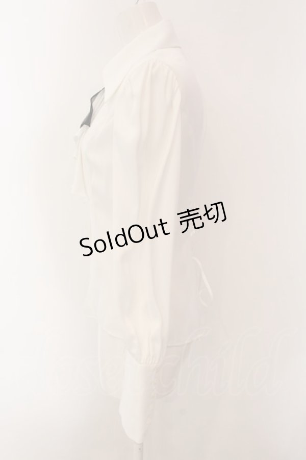画像3: ATELIER BOZ / フォーン長袖ブラウス  ホワイト×ブラック O-25-01-29-002-EL-BL-IG-OS (3)