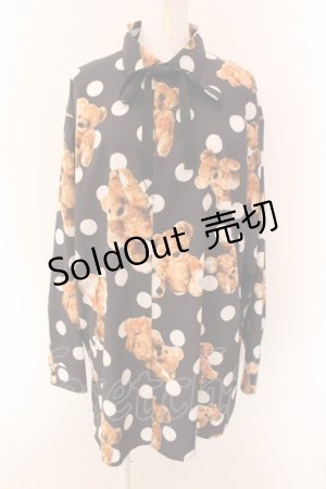 画像: TRAVAS TOKYO / ドットくま昇華プリント総柄シャツ F ブラック O-25-01-29-025-PU-TO-YM-ZI
