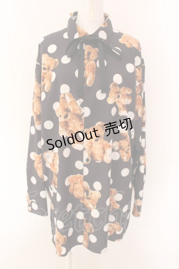画像1: TRAVAS TOKYO / ドットくま昇華プリント総柄シャツ F ブラック O-25-01-29-025-PU-TO-YM-ZI (1)
