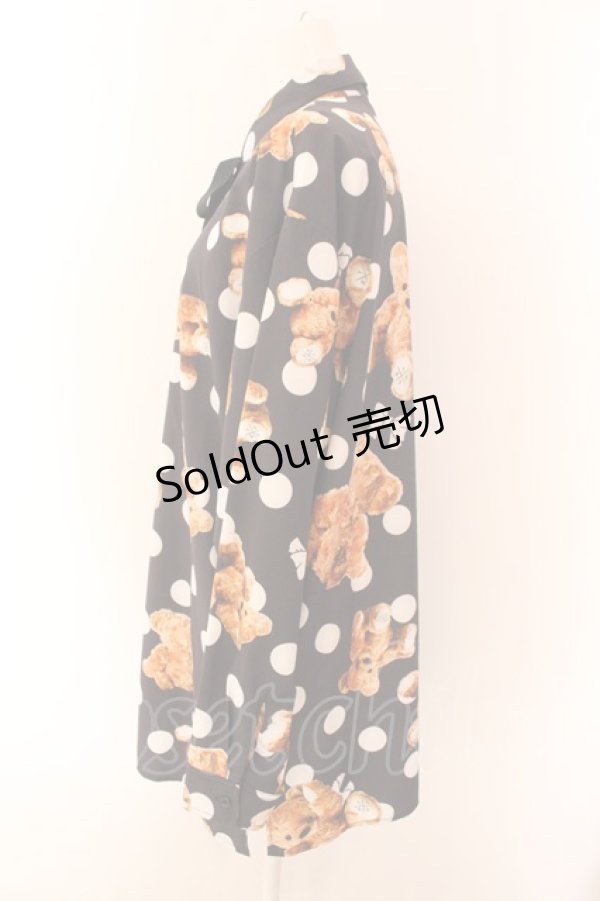画像2: TRAVAS TOKYO / ドットくま昇華プリント総柄シャツ F ブラック O-25-01-29-025-PU-TO-YM-ZI (2)