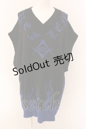 画像: REFLEM / ジャガードニットベスト FREE ブラック×ブルー O-25-01-29-027-PU-TO-IG-ZI