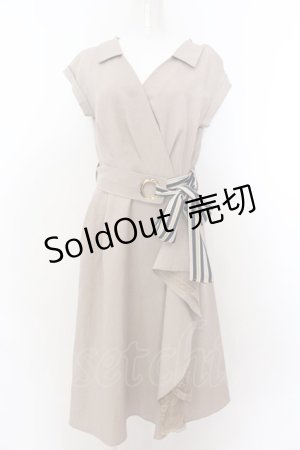 画像: axes femme / ラップ風シャツワンピース M ベージュ O-25-01-30-075-AX-OP-OW-OS