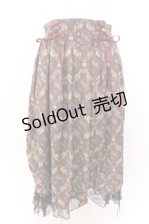 画像: axes femme / ブロッサム柄ドロストスカート F ブラウン O-25-01-30-092-AX-SK-OW-ZY