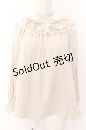 画像: axes femme / ギャザーデザインサテンブラウス F ベージュ O-25-01-30-093-AX-BL-OW-OS