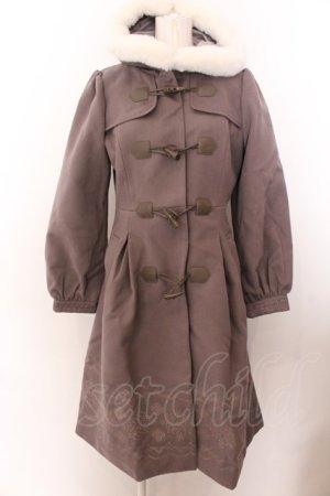 画像: axes femme / パネル刺繍ダッフルコート M ラベンダーブラウン O-25-01-30-011-AX-CO-OW-ZT-C038