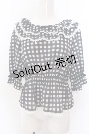 画像: axes femme kawaii / フリル襟シャーリングブラウス M クロ O-25-01-30-122-AX-BL-OW-OS