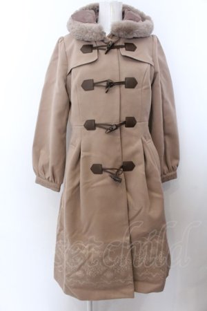 画像: axes femme / パネル刺繍ダッフルコート M ベージュ O-25-01-30-012-AX-CO-OW-ZT-C038