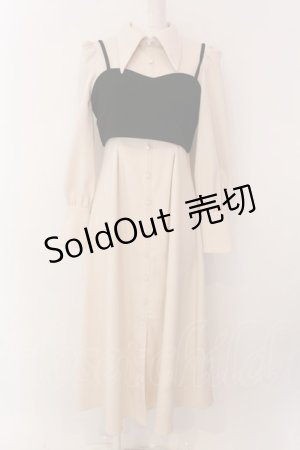 画像: 【SALE】EAT ME / 2wayビスチェ付きシャツワンピース S アイボリー×.クロ O-25-01-31-039-LO-OP-IG-ZT049