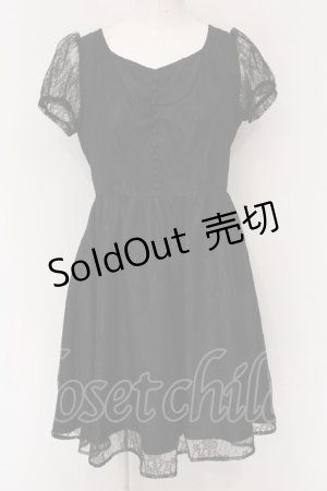画像: Ank Rouge / 総レースパフスリーブフワンピース  クロ O-25-01-31-1043-CA-OP-IG-OS
