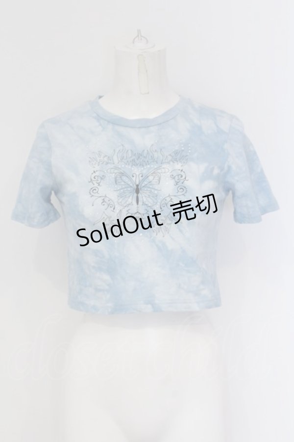 画像1: Jamieエーエヌケー / バタフライラインストーンT  サックス O-25-01-31-1046-LO-TS-IG-OS (1)