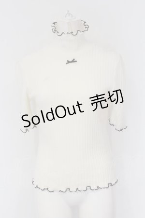 画像: Ank Rouge / リボン付き半袖テレコニット  シロ×クロ O-25-01-31-1047-CA-TO-IG-OS