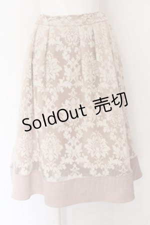 画像: axes femme / オーナメント柄タックスカート  ベージュ O-25-01-31-1057-AX-SK-IG-ZT376