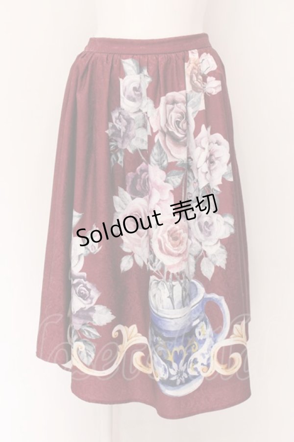 画像1: axes femme / 薔薇パネル柄ジャガードスカート F ワイン O-25-01-31-1059-AX-SK-SZ-ZT009 (1)