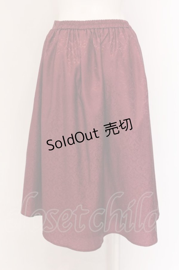 画像2: axes femme / 薔薇パネル柄ジャガードスカート F ワイン O-25-01-31-1059-AX-SK-SZ-ZT009 (2)