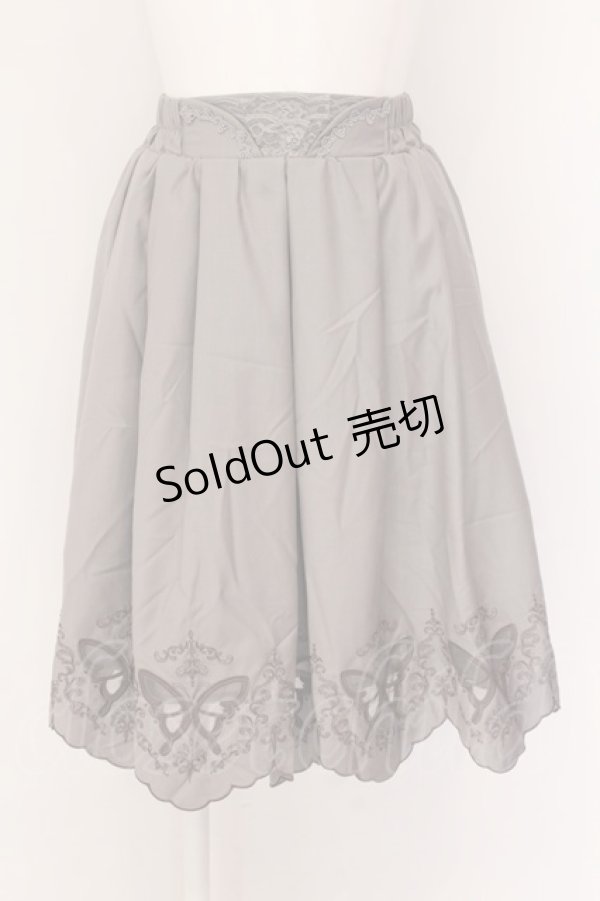 画像1: axes femme POETIQUE / 蝶柄透かし刺繍スカート M グレー O-25-01-31-1065-AX-SK-OW-ZY (1)