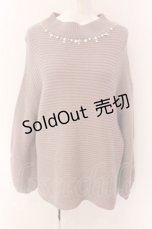 画像: axes femme / 袖刺繍ニット  ピンクベージュ O-25-01-31-1012-AX-TO-IG-OS