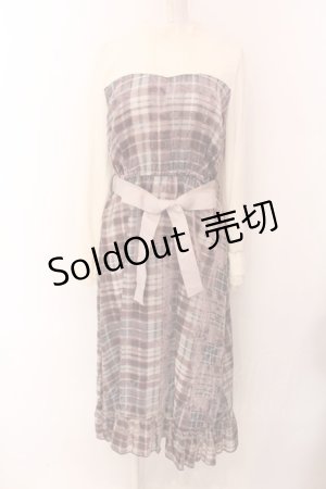 画像: 【SALE】axes femme POETIQUE /チェックベロアシフォンワンピ M パープル O-25-01-31-1017-AX-OP-SZ-ZT183