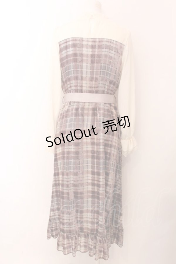 画像4: 【SALE】axes femme POETIQUE /チェックベロアシフォンワンピ M パープル O-25-01-31-1017-AX-OP-SZ-ZT183 (4)