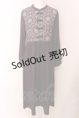 画像: axes femme / チャイナ×オーナメント柄ワンピース F ワイン O-25-01-31-1027-AX-OP-OW-OS
