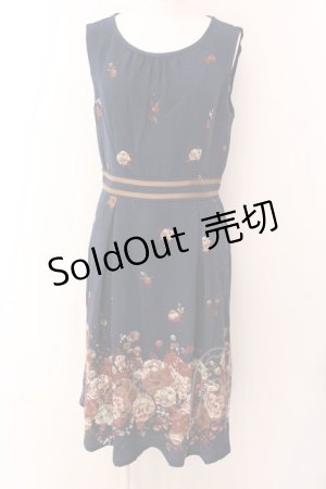 画像: axes femme / ドライフラワー柄ワンピース M ネイビー O-25-01-31-1038-AX-OP-IG-OS