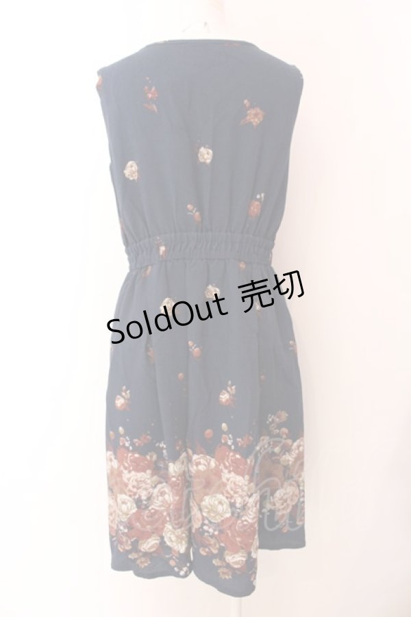 画像2: axes femme / ドライフラワー柄ワンピース M ネイビー O-25-01-31-1038-AX-OP-IG-OS (2)