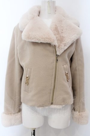 画像: axes femme / ライダース風ショートコート M ベージュ O-25-01-31-2035-AX-CO-IG-ZT-C039