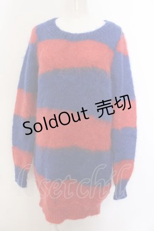 画像: Candy Stripper / ボーダーモヘアニット 2 レッド×ブルー O-25-01-31-2065-PU-TO-OW-ZT007
