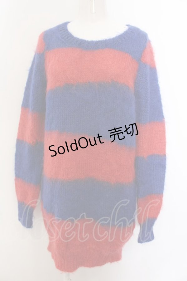 画像1: Candy Stripper / ボーダーモヘアニット 2 レッド×ブルー O-25-01-31-2065-PU-TO-OW-ZT007 (1)