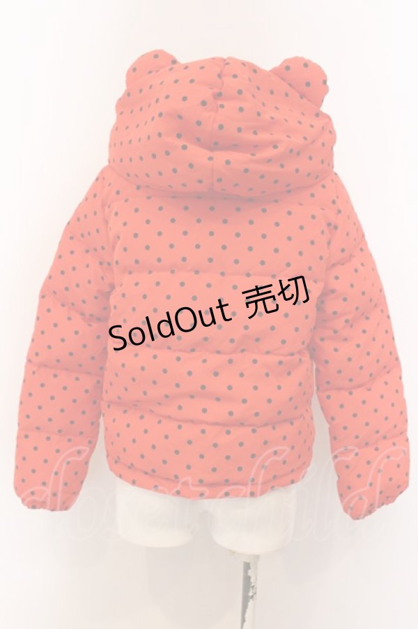 画像2: 【SALE】Candy Stripper / ドットくまみみダウン 2 アカ O-25-01-31-2066-PU-CO-OW-ZT028 (2)