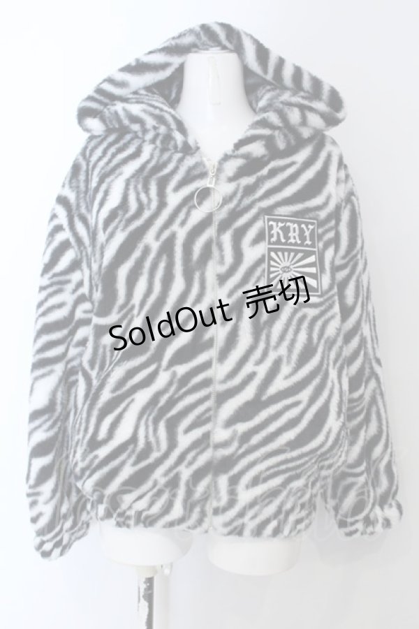 画像1: 【SALE】KRY CLOTHING / 「DOUBUTSU BZ」ファーブルゾン - ブラック×ホワイト O-25-01-31-2007-EL-CO-OW-ZT014 (1)