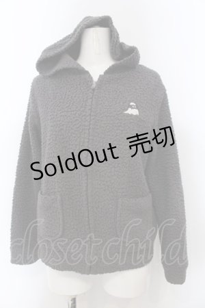 画像: Candy Stripper / おばけワッペンボアパーカー 2 グレー O-25-01-31-2009-PU-TO-IG-ZT014