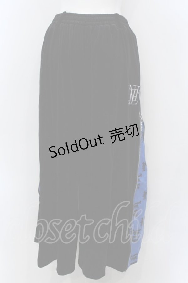 画像3: NieR Clothing / 厚手ベロア2WAY SIDE ZIP WIDE PANTS パンツ  【MONOGRAM】ブラックｘブルー O-25-01-31-2002-PU-PA-YM-ZT008 (3)