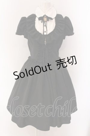 画像: MARBLE / ブラウス付き風編み上げロマンティックワンピース  ブラック×ホワイト O-25-02-04-004-GO-OP-IG-OS